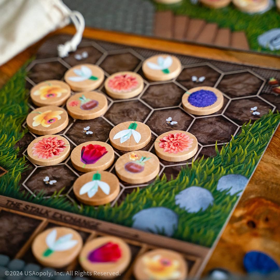 Stalk Exchange Board Game, Beautiful Flower and Gardening Themed Strategy Game, Fast, Fun, Economic, and Competitive, Ages 10+, 2-5 Players, 45+ Min Play Time, Game Design by Christopher Chan 2