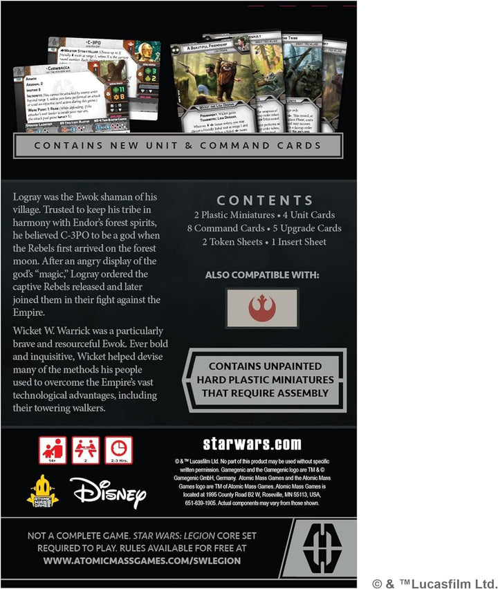 Star Wars: Legion Logray & Wicket Commander Expansion - Heroic Ewoks! Tabletop Miniatures Game, Strategy Game for Kids and Adults, Ages 14+, 2 Players, 3 Hour Playtime, Made by Atomic Mass Games