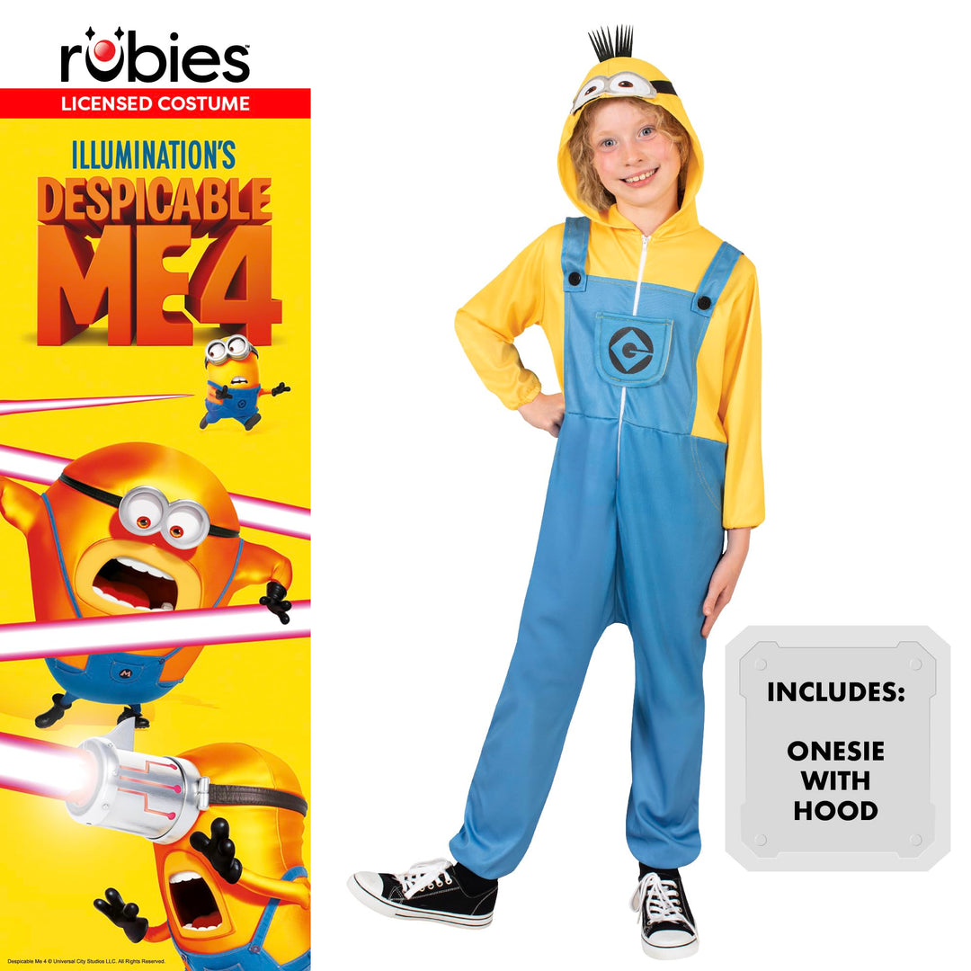 Rubies Official Illumination's Despicable Me 4, Minion Tim Child Onesie, Kids Fancy Dress, Size Extra Small