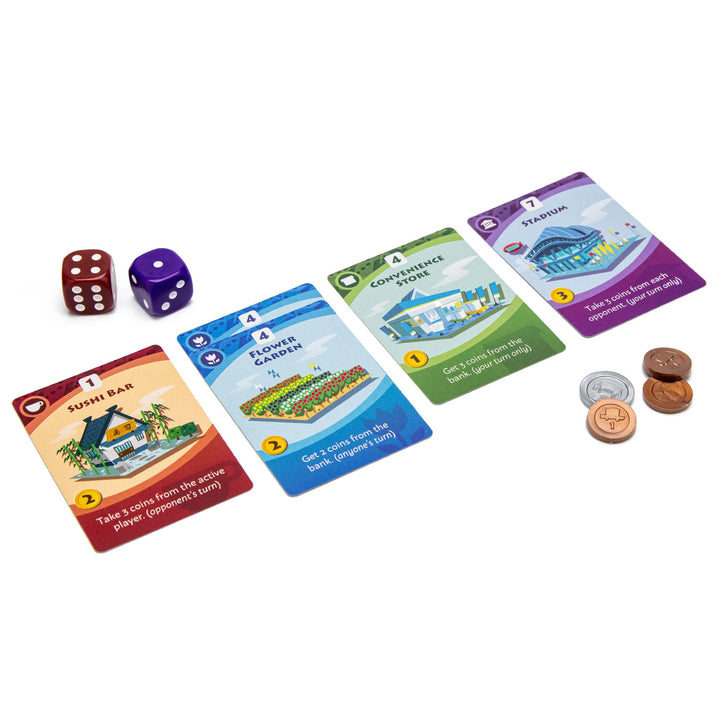 Pandasaurus Games Machi Koro 2 Board Game | City Building Strategy Board Game | Fast-Paced Dice Rolling Game for Adults and Kids | Ages 10+ | 2-5 Players | Average Playtime 45 Minutes | Made