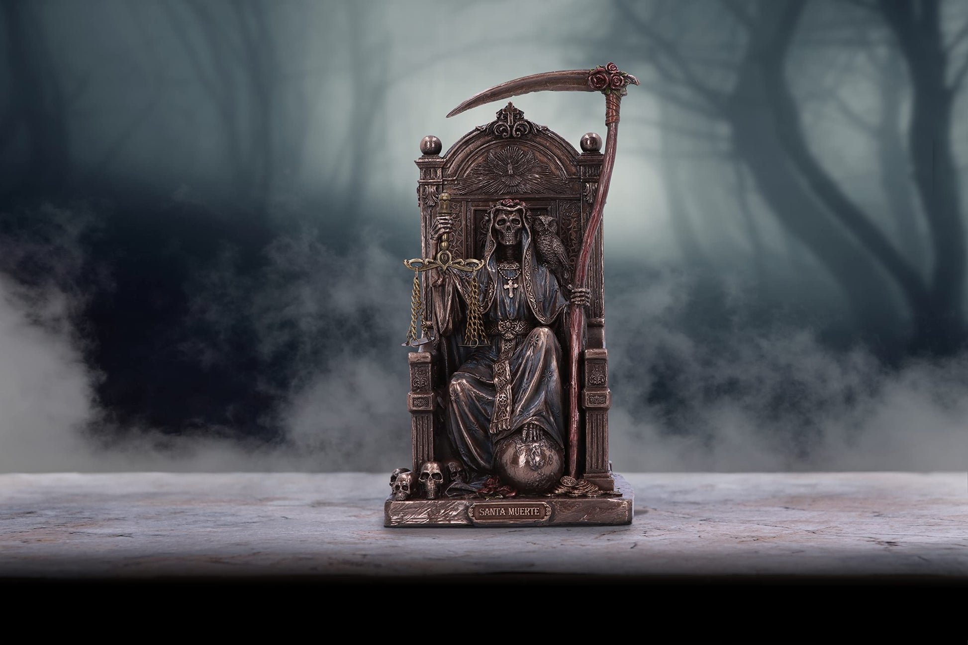 Santa Muertes Throne Bronze Figurine 22cm Muertes 7