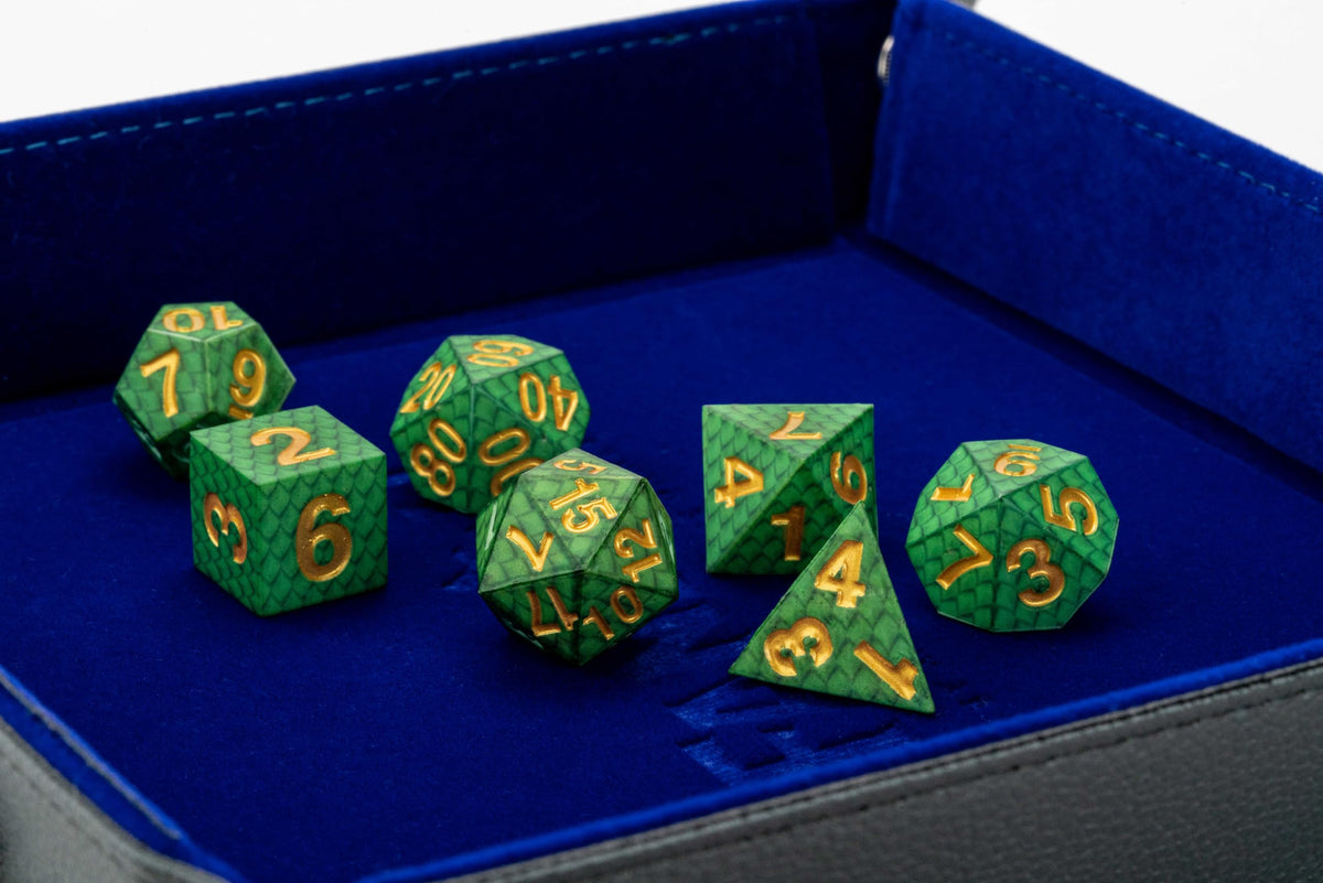 Silicone Dice Set Green Dragon Scales Dragon Storm FanRoll Gaming Accessory by Metallic Dice 3