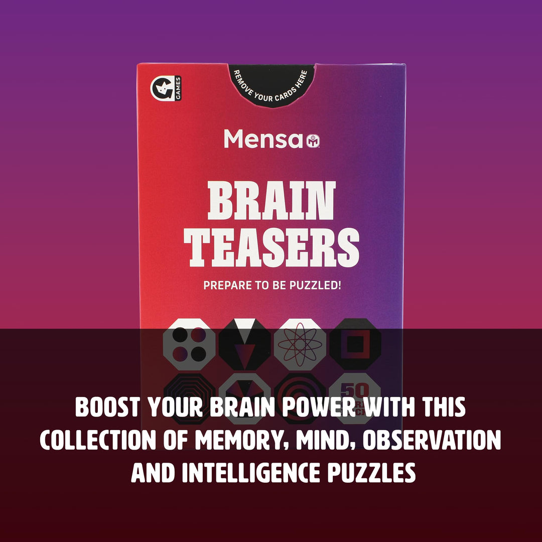 Ginger Fox Official Mensa Brainteasers Challenge Card Game - Prepare To Be Puzzled - Includes 50 Double-Sided Cards Ginger Fox Official Mensa Brainteasers Challenge Card Game - Prepare To Be Puzzled - Includes 50 Double-Sided Cards