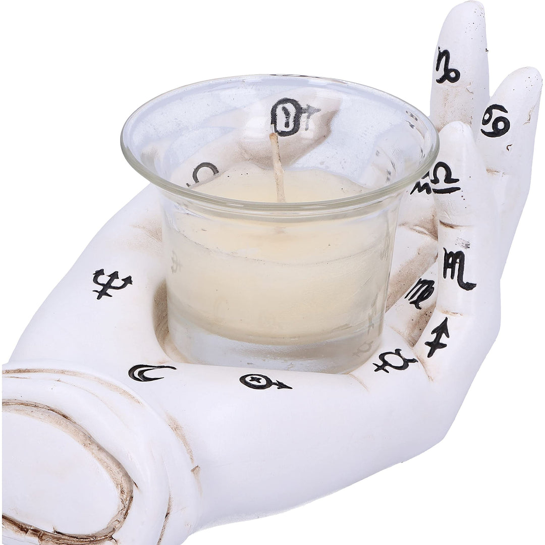 Palmists Prediction White Chiromancy Hand Candle Holder 18.3cm