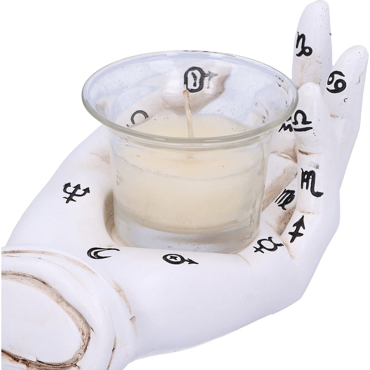 Palmists Prediction White Chiromancy Hand Candle Holder 18.3cm