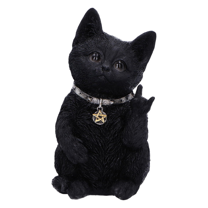 Metallicat Black Cat Throwing Rock Hand Sign 16.5cm