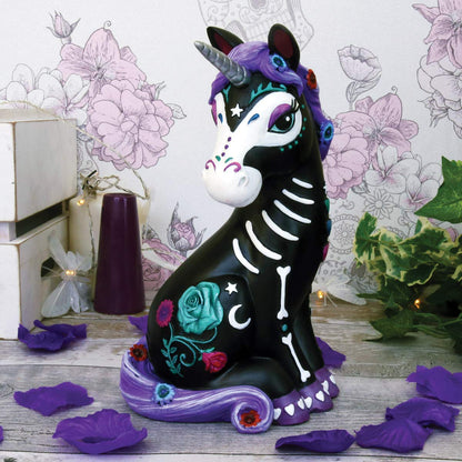 Sugarcorn Black Day of the Dead Skeleton Unicorn Figurine 22cm 6