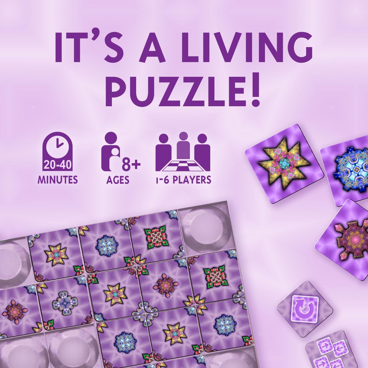 Calliope Games Four Corners Kaleidoscope Family Board Game Tile Games Captivating Art, Strategy, & Pattern Matching Puzzle for Kids & Adults 1-6 Players from The Makers of Tsuro and Roll for It 2