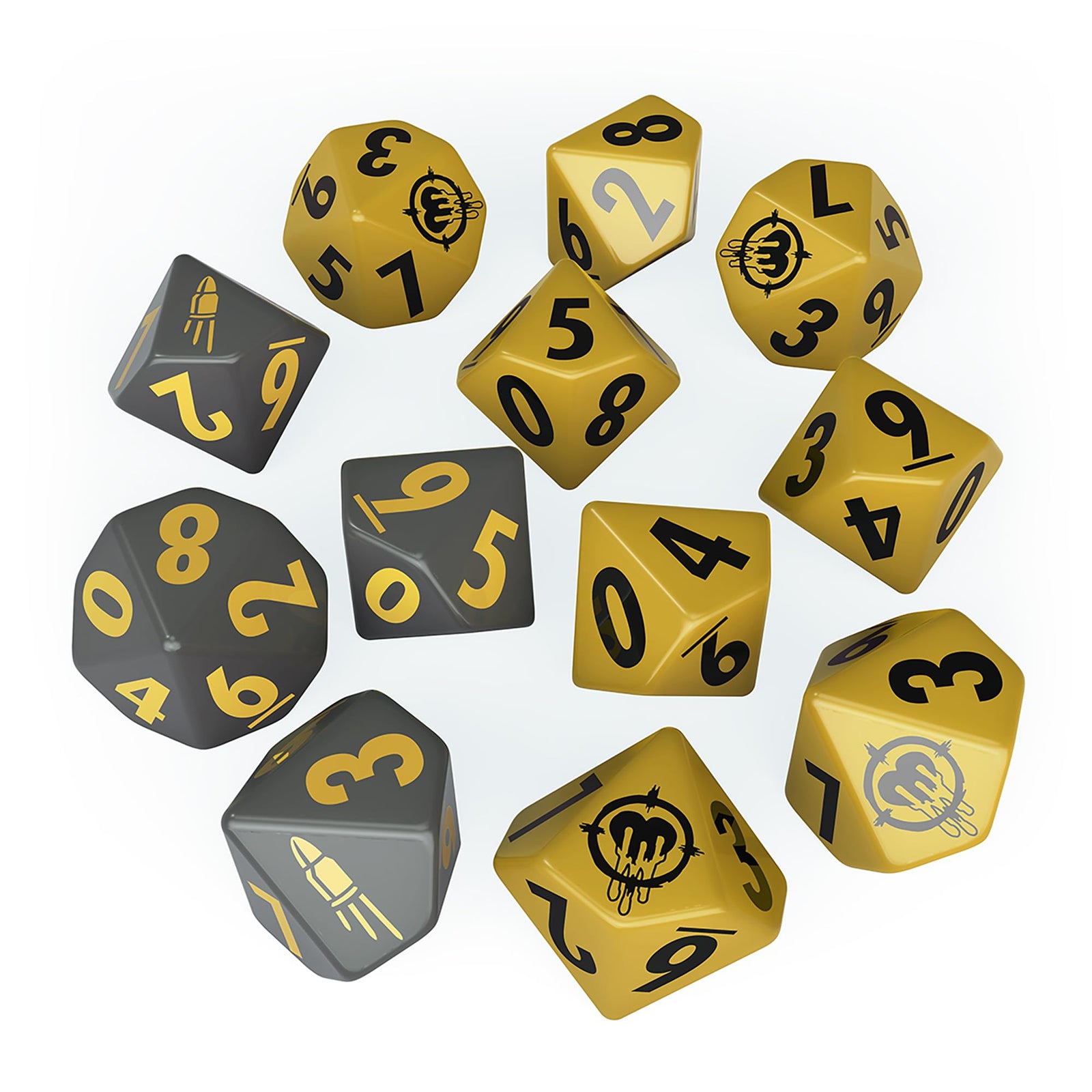 Modiphius Entertainment: Fallout Factions: Dice Sets - The Operators - 12 Engraved Dice, Tabletop Miniatures Game Accessory, Officially Licensed 1