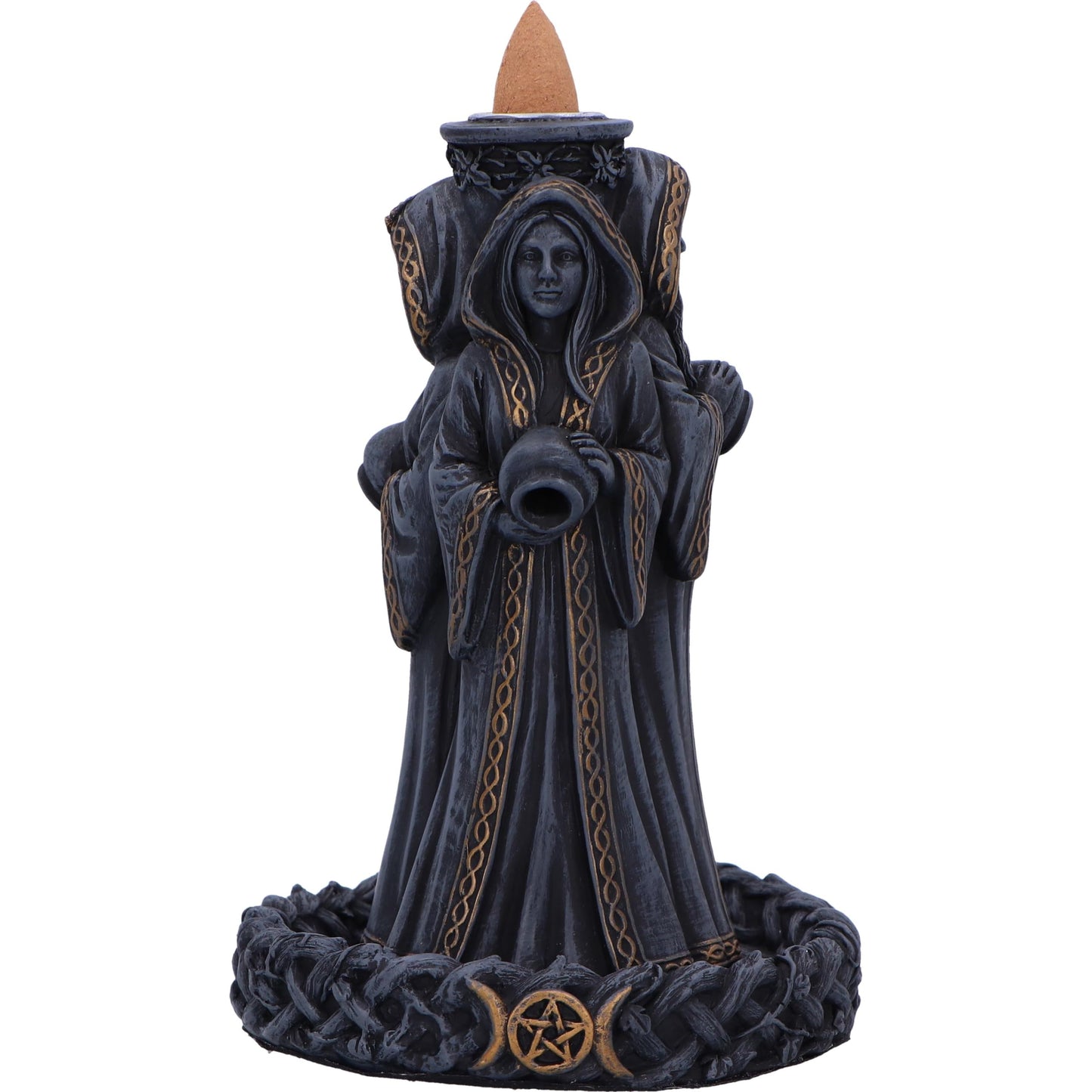 Triple Moon Goddess Backflow Incense Burner 15.5cm 3