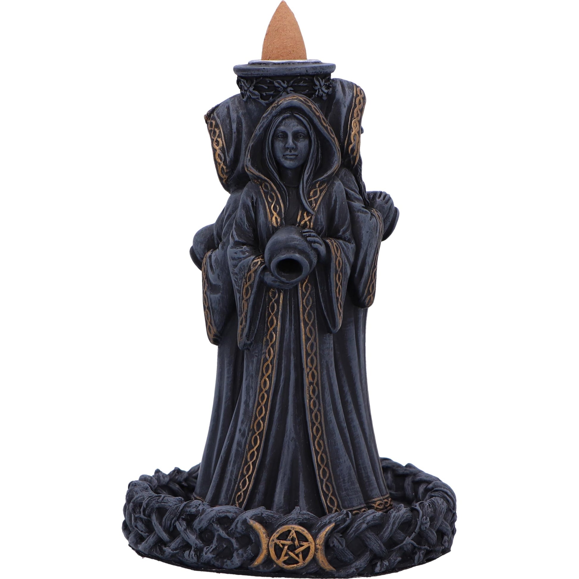 Triple Moon Goddess Backflow Incense Burner 15.5cm 3