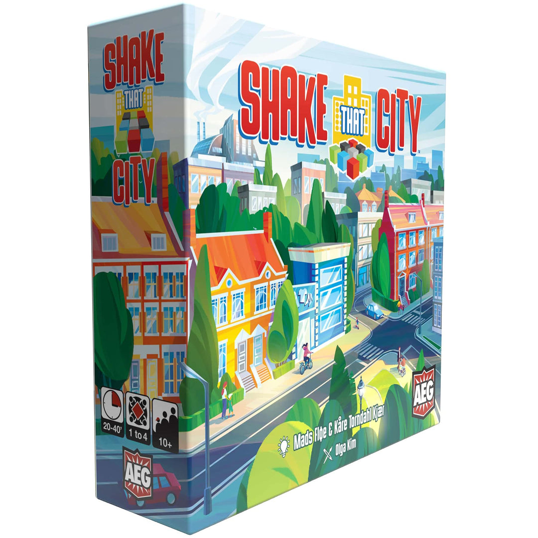 AEG Shake That City | Design The Best City Block by selecting a Pattern from The Cube Shaker | Family Puzzly Tile-Laying Game | 1-4 Players | Ages 10+