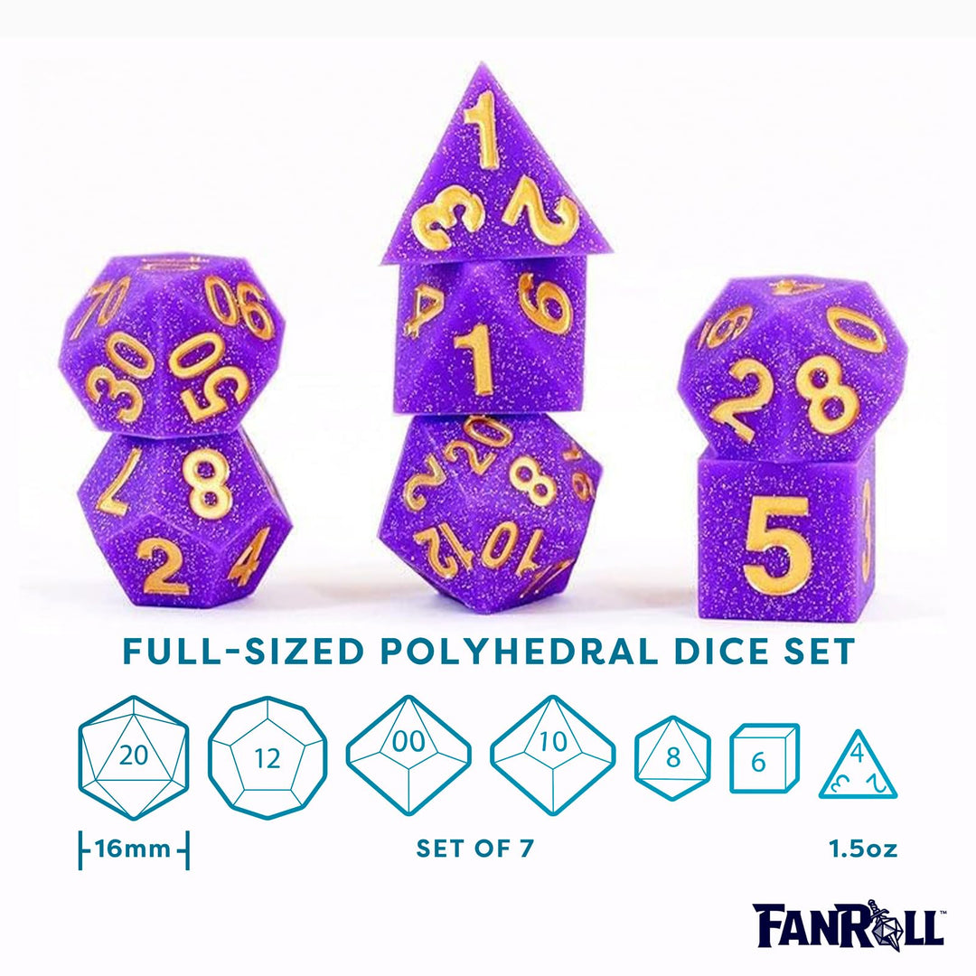 FanRoll by Metallic Dice Games 16mm Sharp Edge Silicone Rubber Poly Dice Set