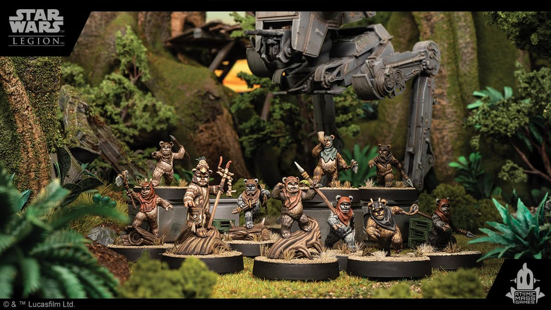 Star Wars: Legion Logray & Wicket Commander Expansion - Heroic Ewoks! Tabletop Miniatures Game, Strategy Game for Kids and Adults, Ages 14+, 2 Players, 3 Hour Playtime, Made by Atomic Mass Games