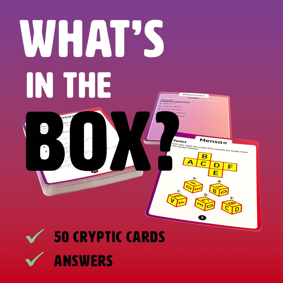 Ginger Fox Official Mensa Brainteasers Challenge Card Game - Prepare To Be Puzzled - Includes 50 Double-Sided Cards Ginger Fox Official Mensa Brainteasers Challenge Card Game - Prepare To Be Puzzled - Includes 50 Double-Sided Cards