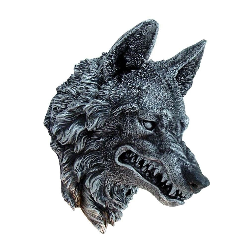 Menacing Grey Snarling Wolf Wall Plaque 30cm