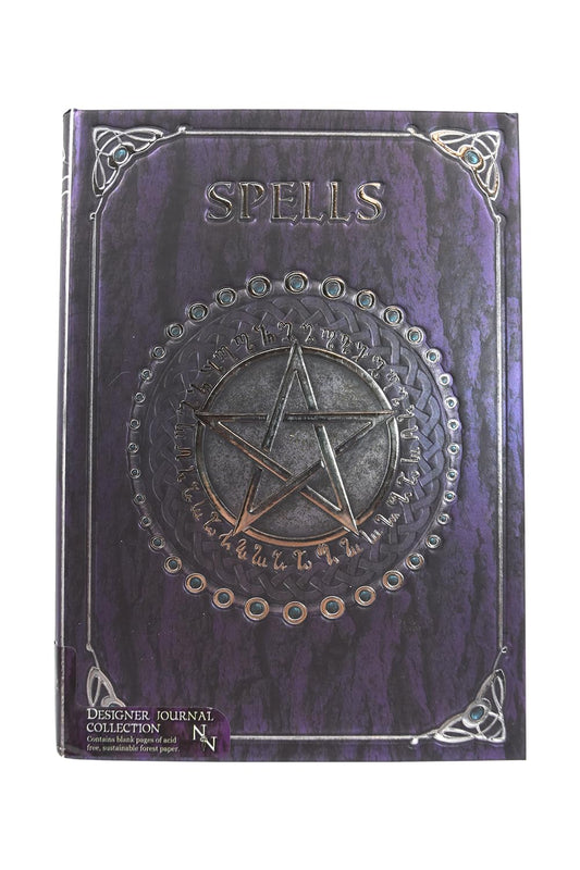Embossed Pentagram A5 Spell Book Journal in Purple 17cm 2