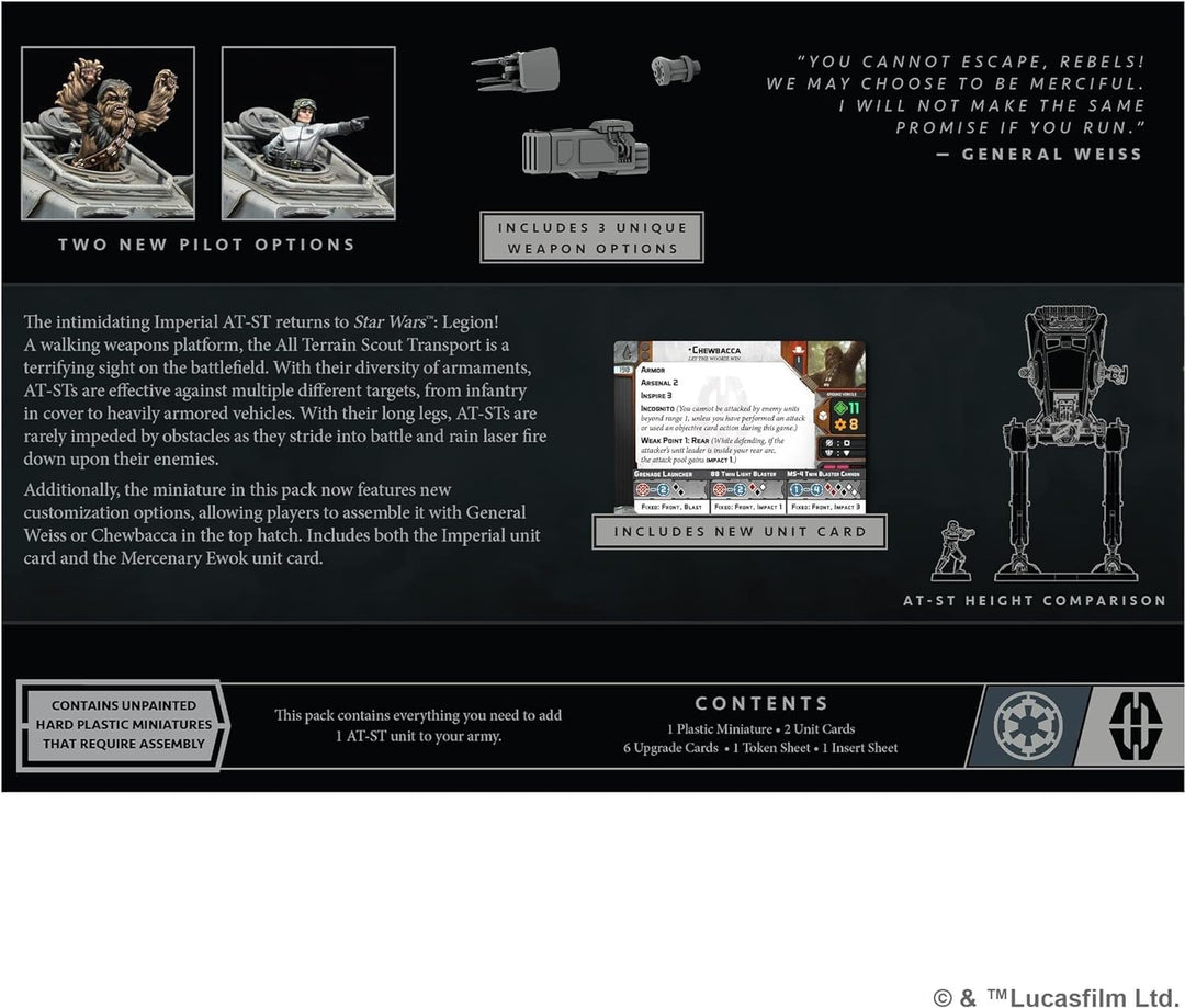 Atomic Mass Games Star Wars: Legion at-ST Walker Unit Expansion - Enhanced Firepower! Tabletop Miniatures Game, Strategy Game for Kids and Adults, Ages 14+, 2 Players, 3 Hour Playtime, Made