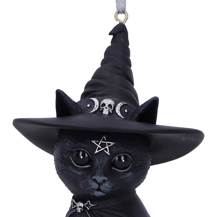Purrah Black Witch Cat Hanging Decorative Ornament 11.5cm