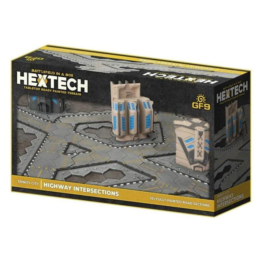 GF9: Hextech Trinity City: Highway Intersections - 10 Road Sections, Battlefield in A Box, Tabletop Ready Painted Terrain, Sci-Fi, RPG Accessory