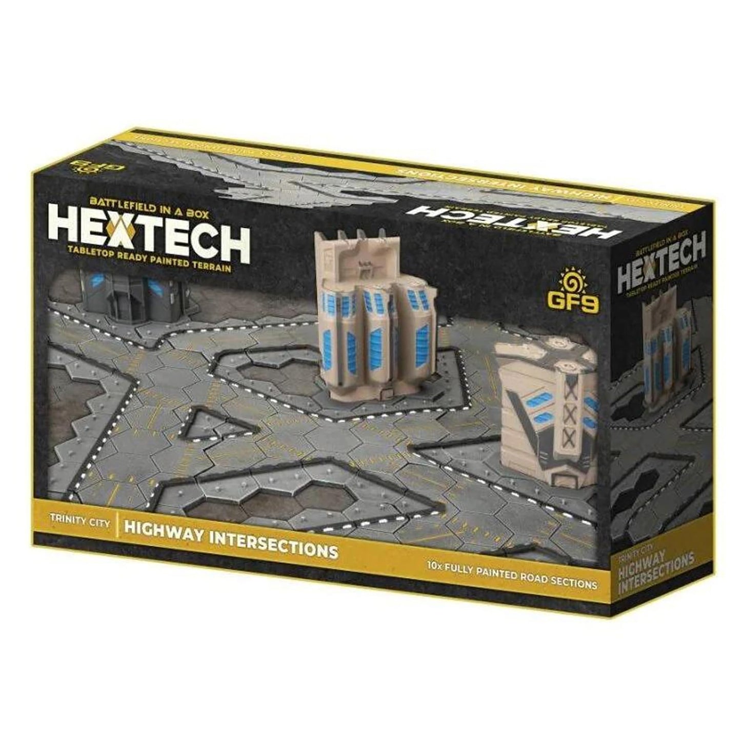 GF9: Hextech Trinity City: Highway Intersections - 10 Road Sections, Battlefield in A Box, Tabletop Ready Painted Terrain, Sci-Fi, RPG Accessory 1