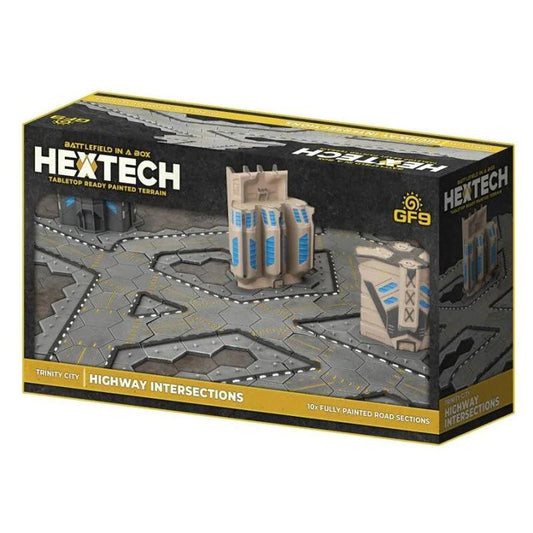 GF9: Hextech Trinity City: Highway Intersections - 10 Road Sections, Battlefield in A Box, Tabletop Ready Painted Terrain, Sci-Fi, RPG Accessory 1