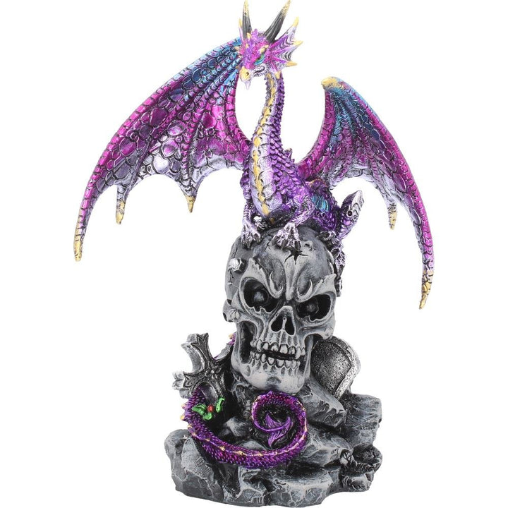 Loyal Defender Figurine Fantasy Gothic Dragon and Skull Ornament 22.5cm