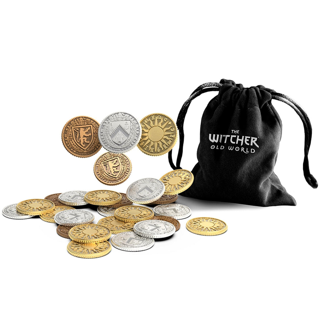 The Witcher Old World Board Game Metal Coins - 30 Immersive Collectible Coins in 3 Unique Designs! Strategy Game for Adults, Ages 14+, 1-5 Players, 90-150 Min Playtime, Made by Go On Board