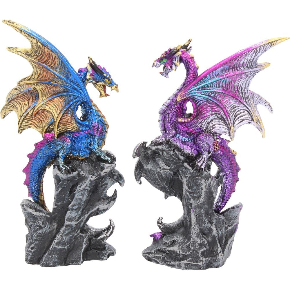 Realm Protectors Figurines Set of Two Fantasy Dragon Crystal Ornaments 2 15cm