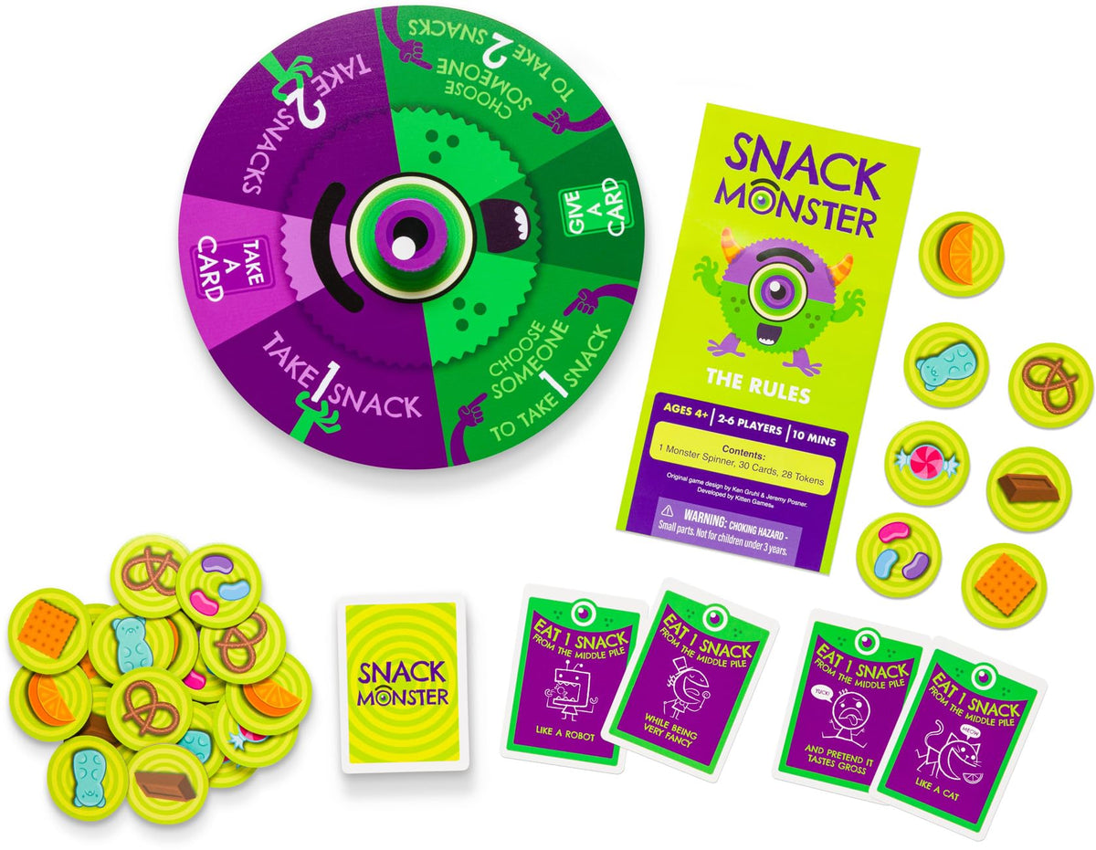 Exploding Kittens Snack Monster 2-6 Players - Ages 4+ - 10 Minutes to Play - Snack Eating Spinner Game - Kid Friendly Card Game, Family Game Night, Snack Time Kids Game 3