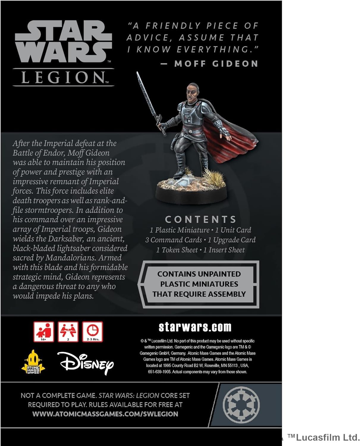 Moff Gideon Commander Expansion Star Wars Legion Miniature Game by Atomic Mass 2