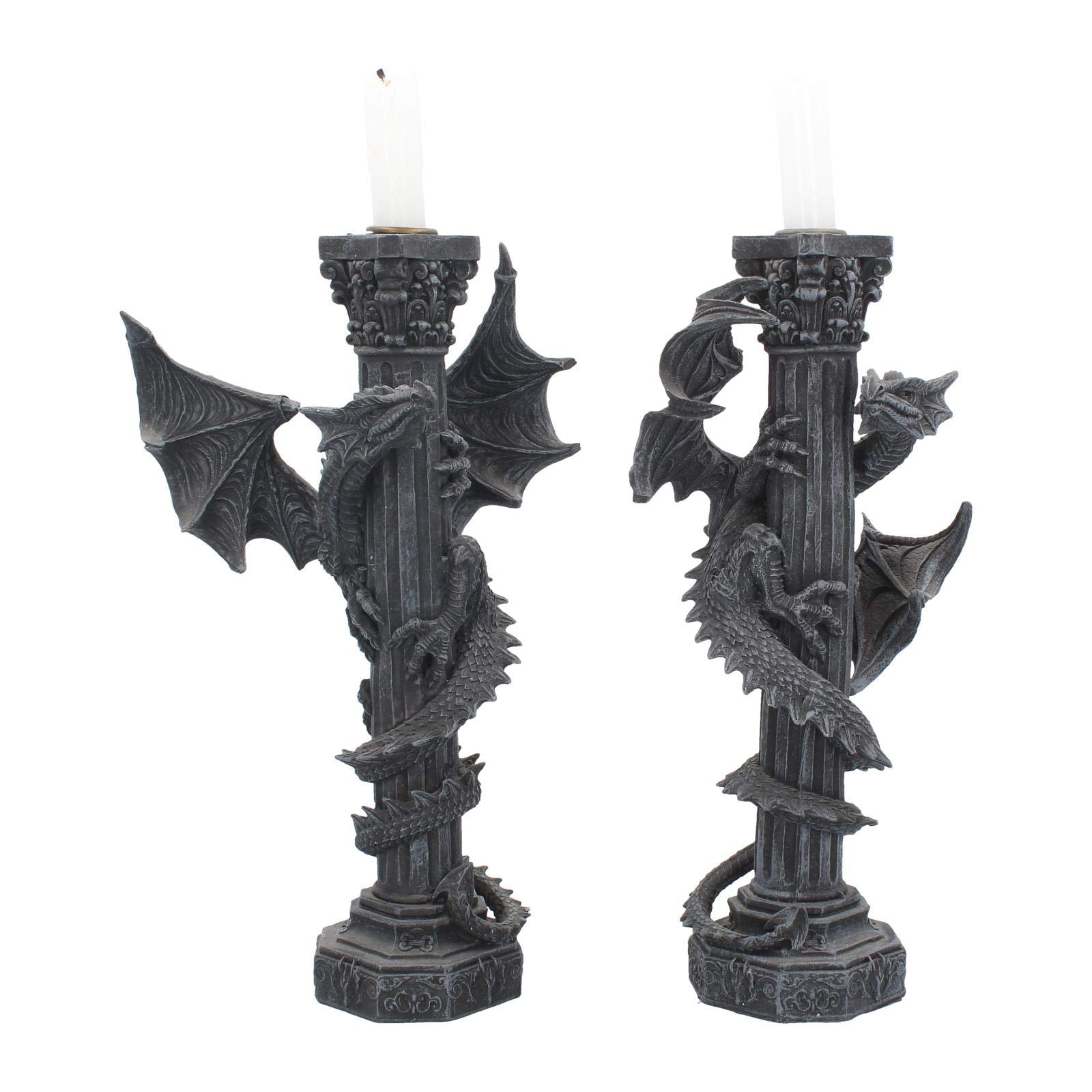 Guardians of the light Dragon Candle Holders Set 2 28cm 2