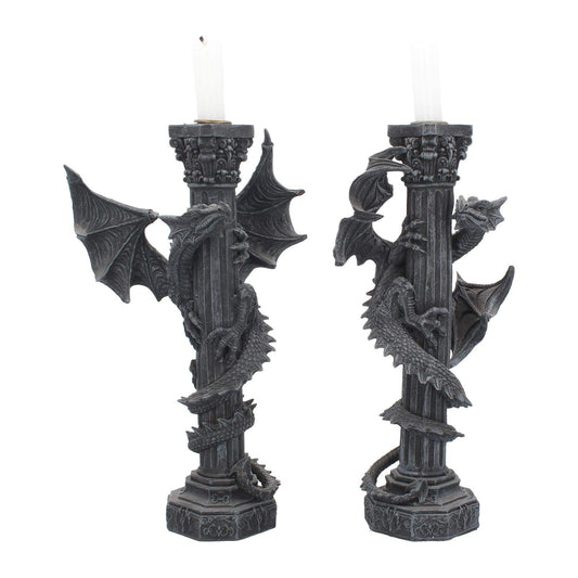 Guardians of the light Dragon Candle Holders Set 2 28cm 2