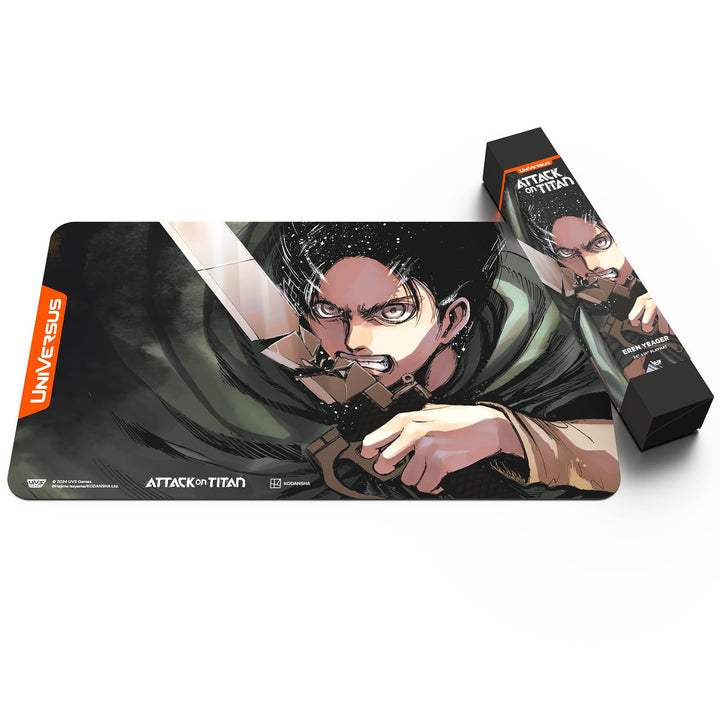 UniVersus Attack on Titan: Battle for Humanity - Eren Yeager Playmat - 24 x 14 Neoprene Mat, Tabletop Card Game Accessory, UVS Games, Licensed