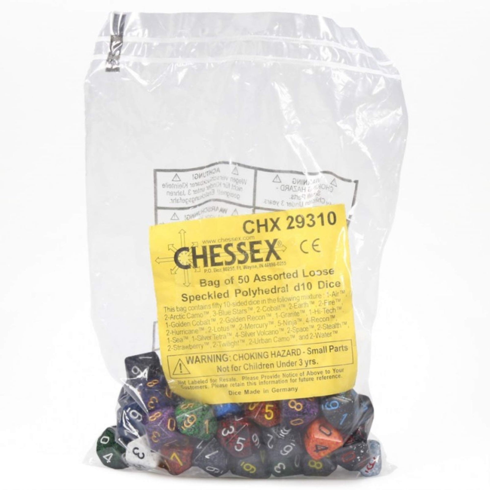 DND Dice Set - Chessex D&D Dice - 16mm Assorted Speckled Plastic Polyhedral Dice Set - Dungeons and Dragons Dice Includes 50 Dice – D10 1