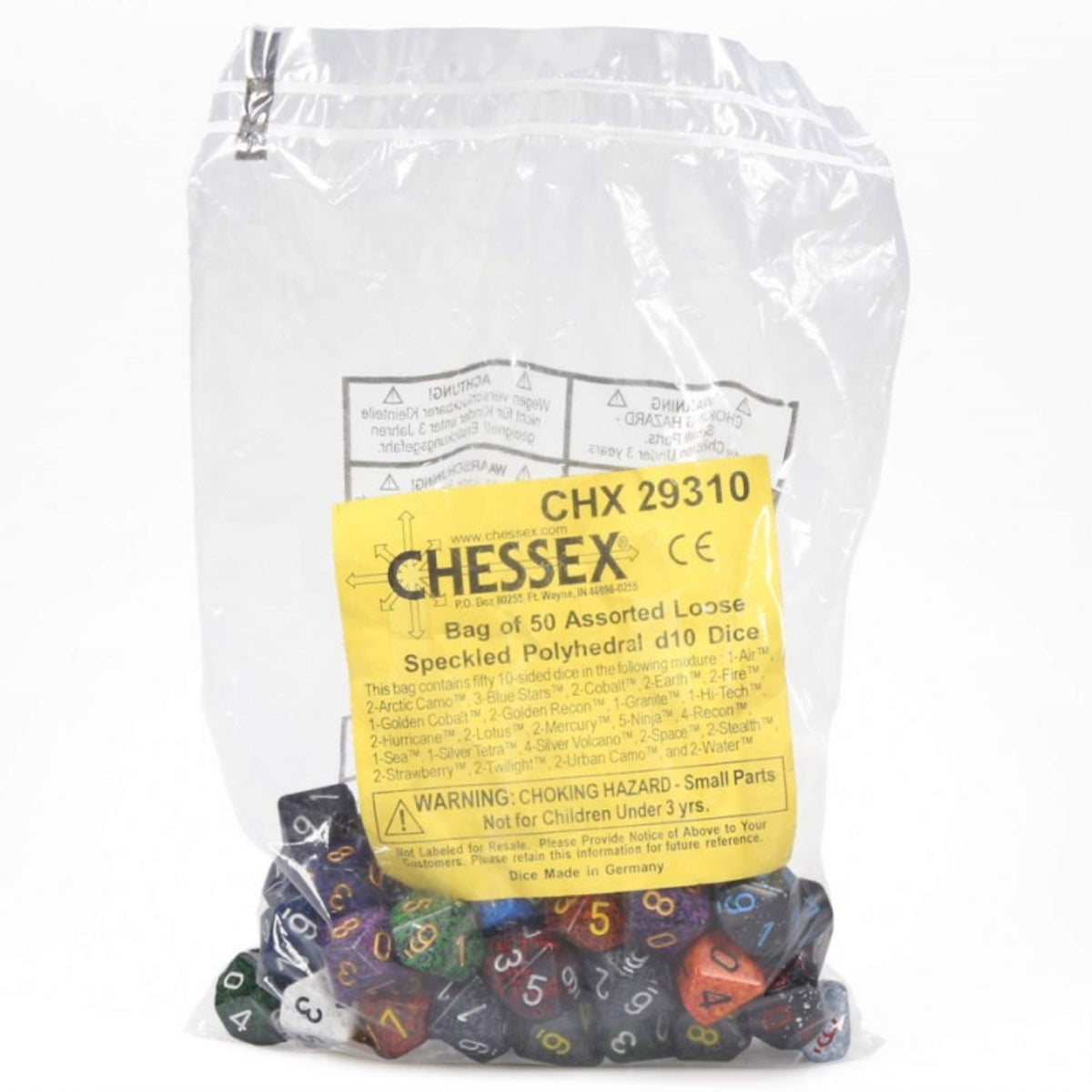 DND Dice Set - Chessex D&D Dice - 16mm Assorted Speckled Plastic Polyhedral Dice Set - Dungeons and Dragons Dice Includes 50 Dice – D10 1
