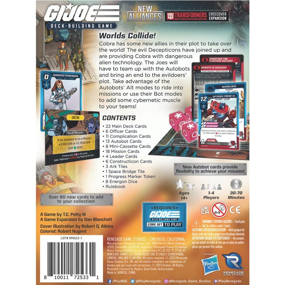 G I JOE Deck Building Game New Alliances A Transformers Crossover Expansion Board Game by Renegade Studio 2