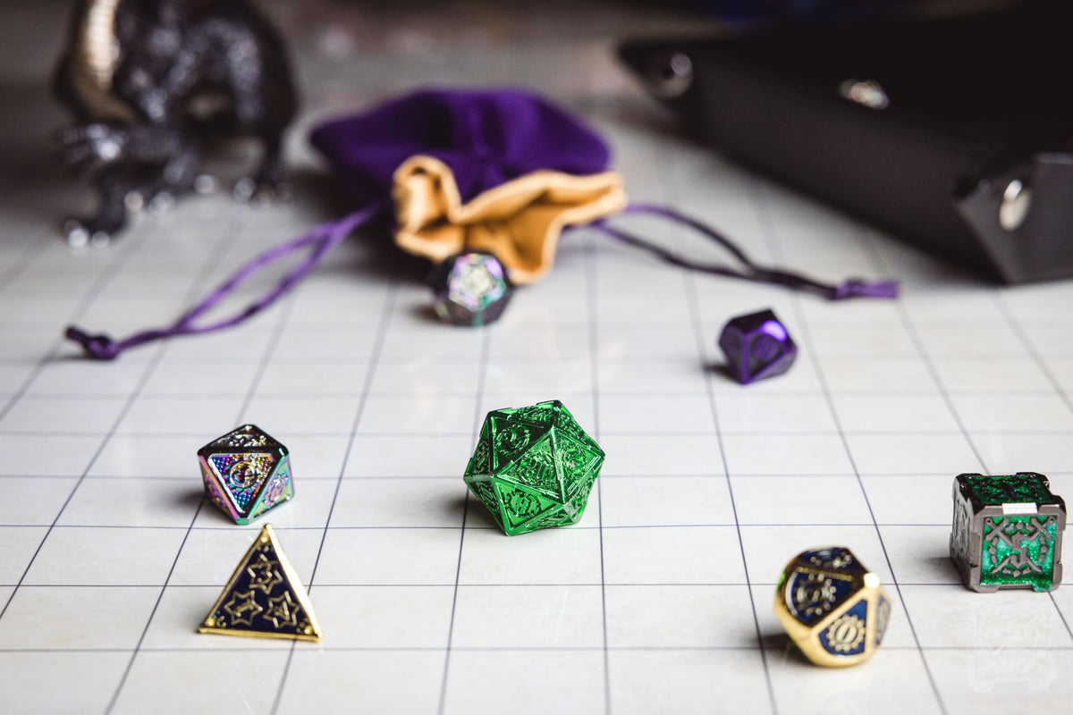FanRoll by Metallic Dice Games Misfit Metals, Bag of DND Dice, Role Playing Game Dice Accessories for Dungeons and Dragons 8