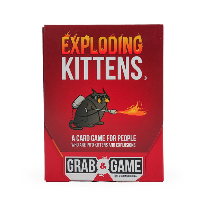 Exploding Kittens Grab & Game - 2-4 Players - Ages 7+ - 10 Minutes to Play - Travel Sized High Stakes Card Game - Party Game, Family Game Night, Kid and Adult Card Game, Red