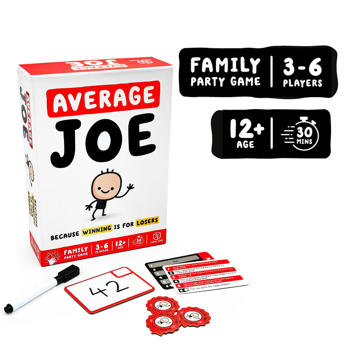 Format Games Average Joe Party Game - Embrace Your Ordinary Side with 600 Questions - Fun for Family and Friends! Ages 8+, 3-6 Players, 30 Minute Playtime, Made 3