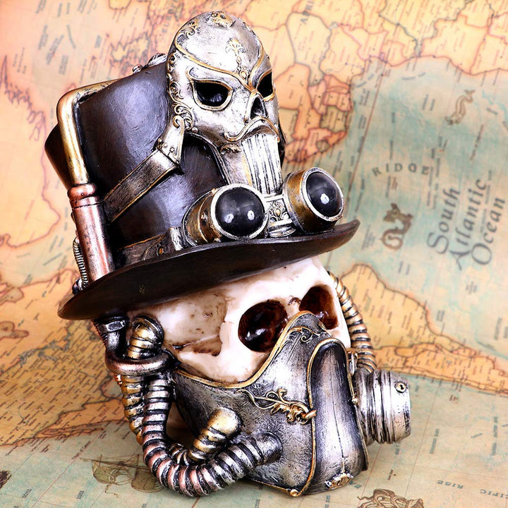 Steampunk Breathe Easy Venetian Mask Skull Ornament 19.5cm