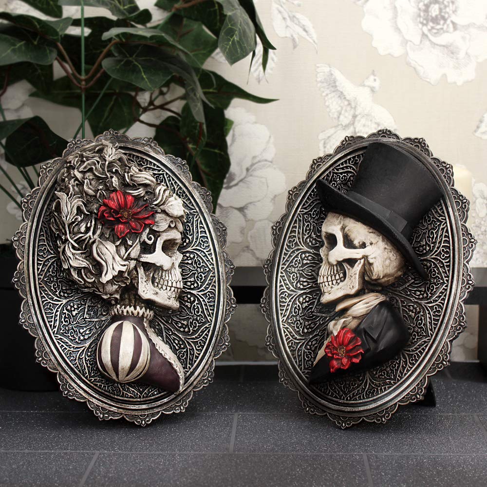 Beautiful Male Skeleton Plaque Day of the Dead Valentine Wall Hanging Handsome 22cm