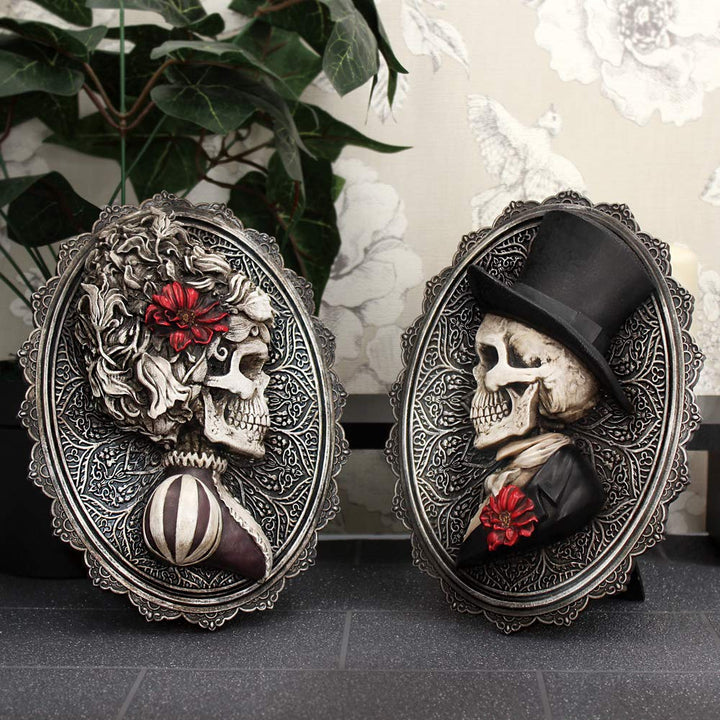 Beautiful Male Skeleton Plaque Day of the Dead Valentine Wall Hanging Handsome 22cm