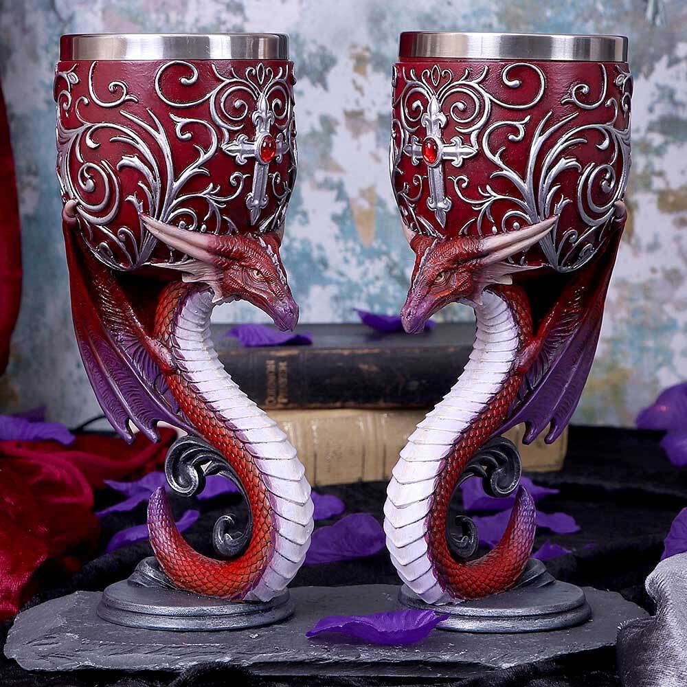 Dragons Devotion Twin Dragon Heart Set of Two Goblets 18.5cm