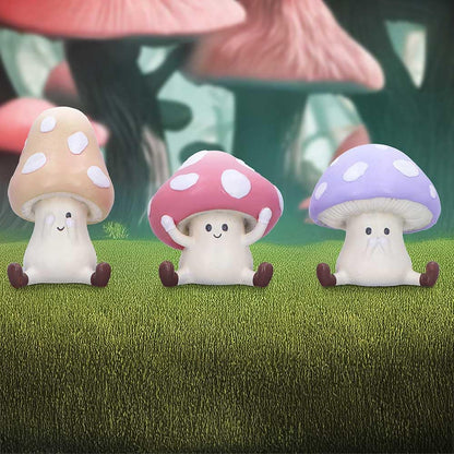 Three Wise Multicoloured Toadstool Figurines in See no Hear Speak Evil 8.5cm 7