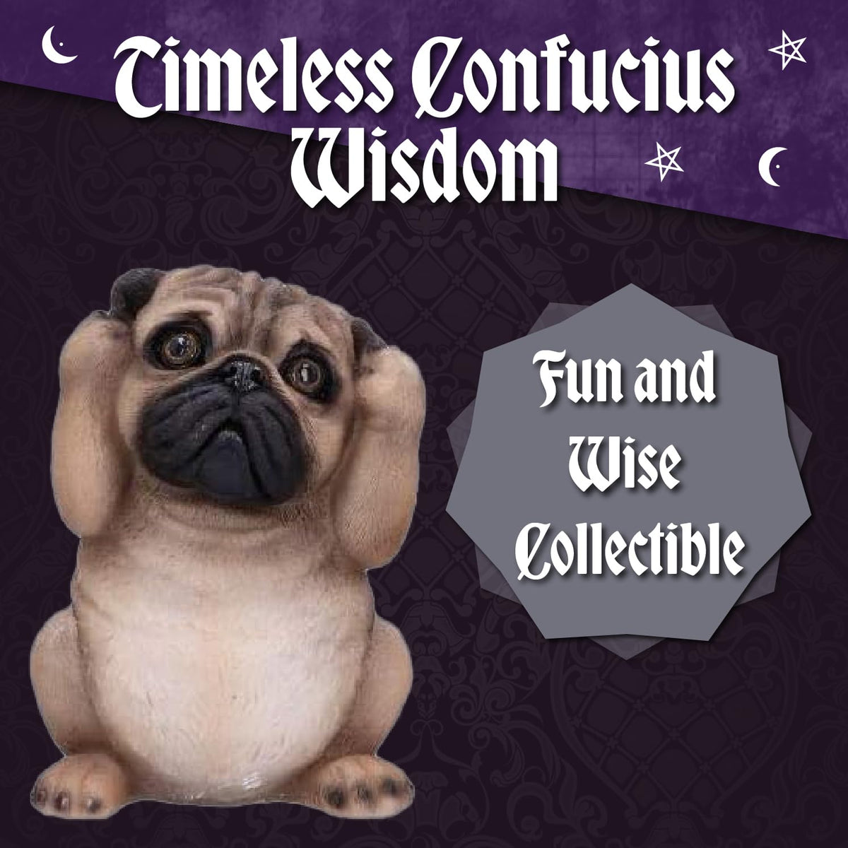 Three Wise Pugs Dog Ornaments 8.5cm 5