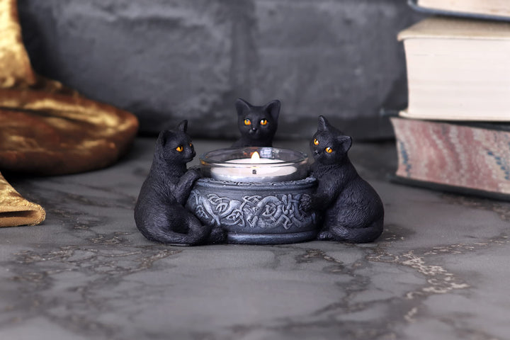 Familiar Trio Cat Tea Light Holder 10cm