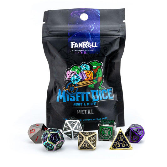 FanRoll by Metallic Dice Games Misfit Metals, Bag of DND Dice, Role Playing Game Dice Accessories for Dungeons and Dragons 1