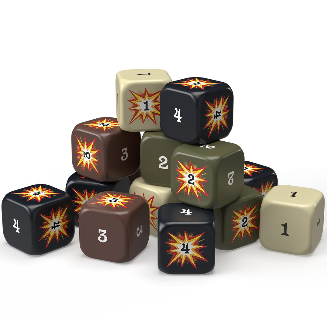 Renegade Games Studio: Axis & Allies: Hit Dice - 72 Dice in 4 Styles, 16mm, Military Style Duffel Carry Bag, Strategy Board Game Accessory & Upgrade