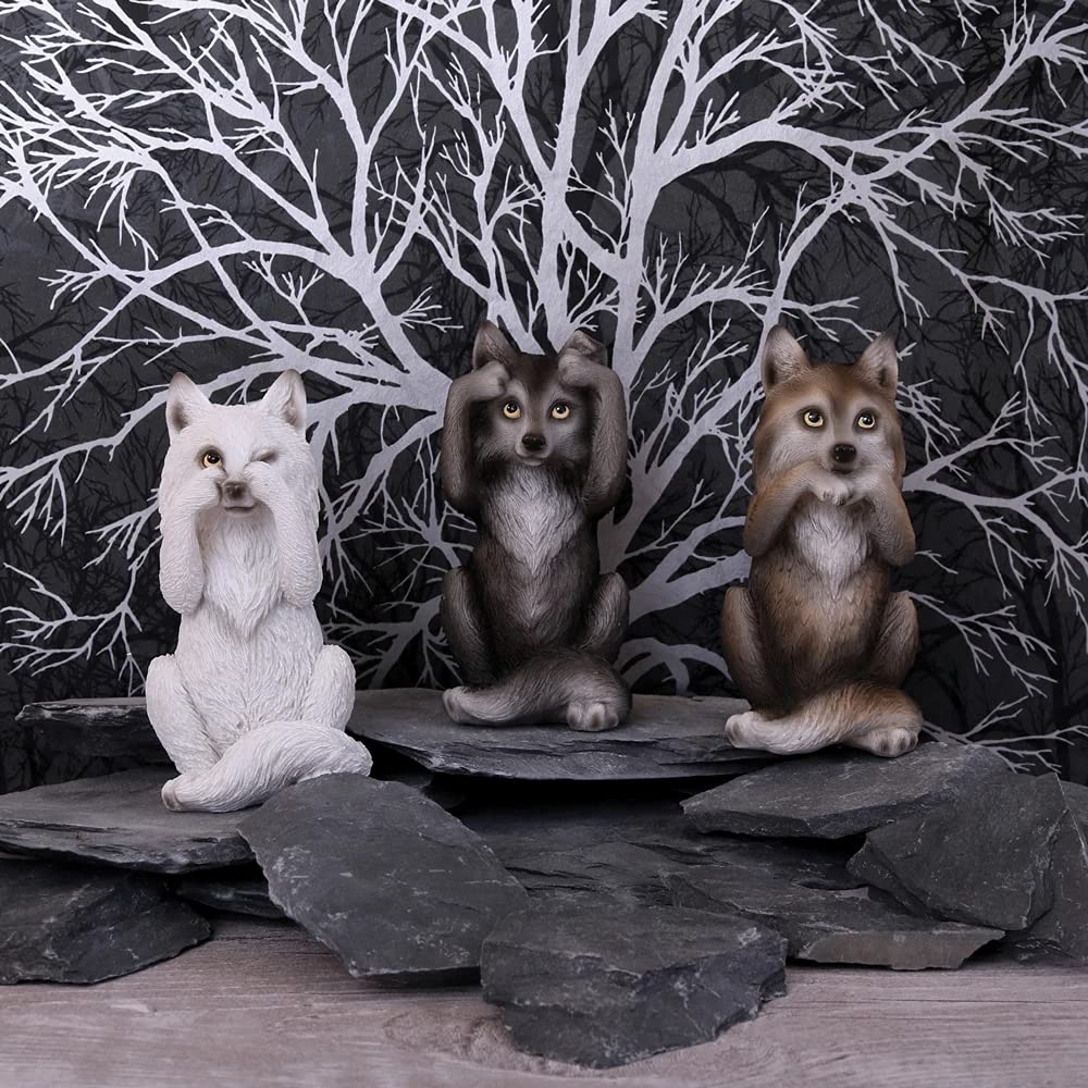 Three Wise Wolves Figurines 10cm 6
